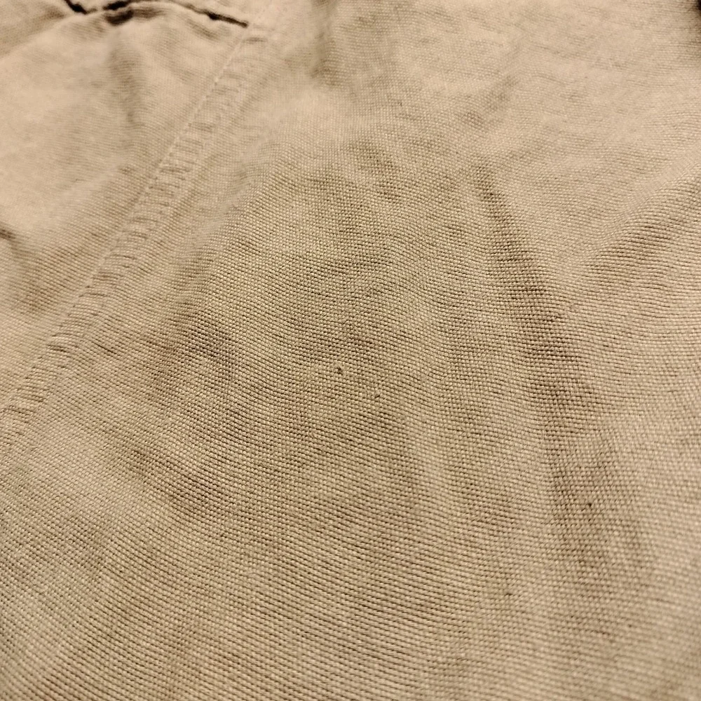 VTG La Cabana Pants Mens 38x28 Tan Cargo Casual Linen Blend Flat Front